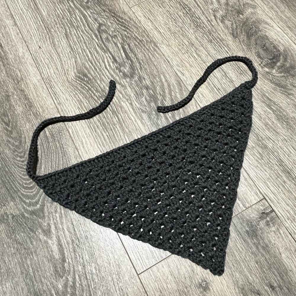 Dark Gray Crochet Triangle Bandana